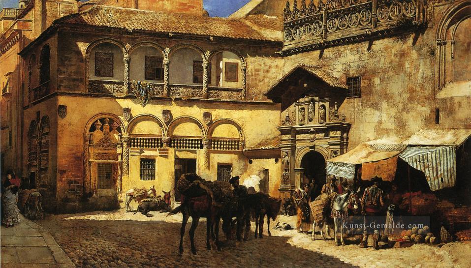 Marktplatz vor der Sakristei und Tür der Kathedrale von Granada Indian Ölgemälde